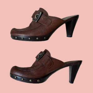 Stuart Weitzman Brown Studded Mule / Clog Heels (US 6)